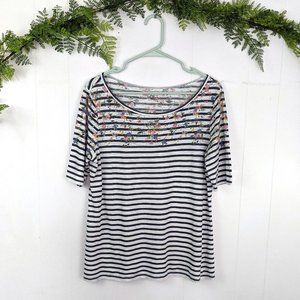 LOFT floral striped top